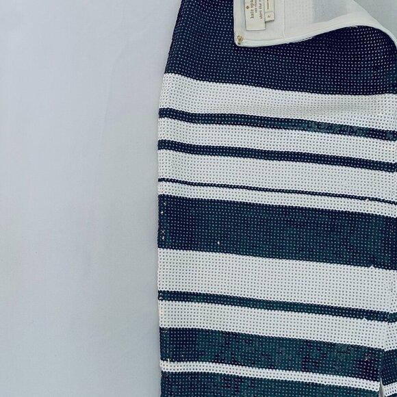 Kate Spade sequins pencil skirt Womens Size 2 black white stripe party evening - Picture 8 of 12